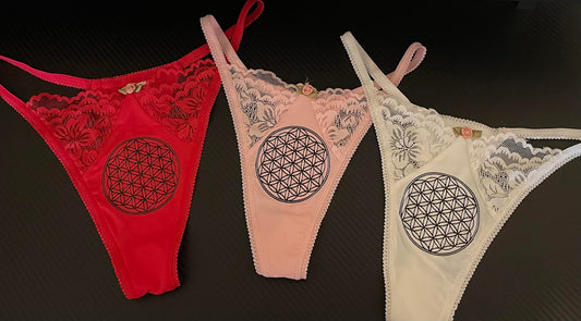 3 pk- LACE THONG w/ CRYSTAL INFUSED INK