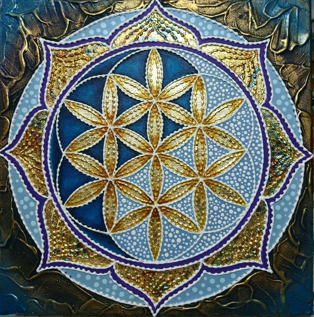 SEED OF LIFE YIN /YANG 24'x24" Flower of Life Canvas Mandala