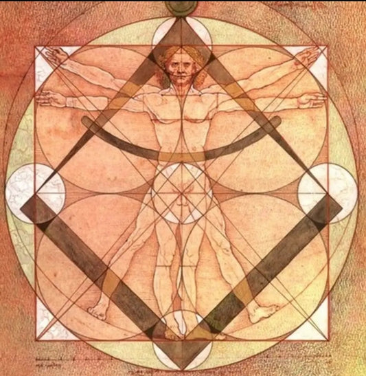 VITRUVIAN MAN 20" x 20"  Canvas Sacred Geometry Mandala