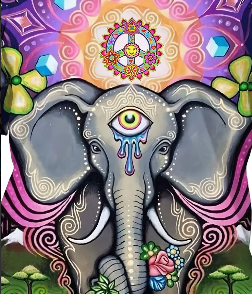 Psychedelic Ganesh  Full Wrap T-Shirt