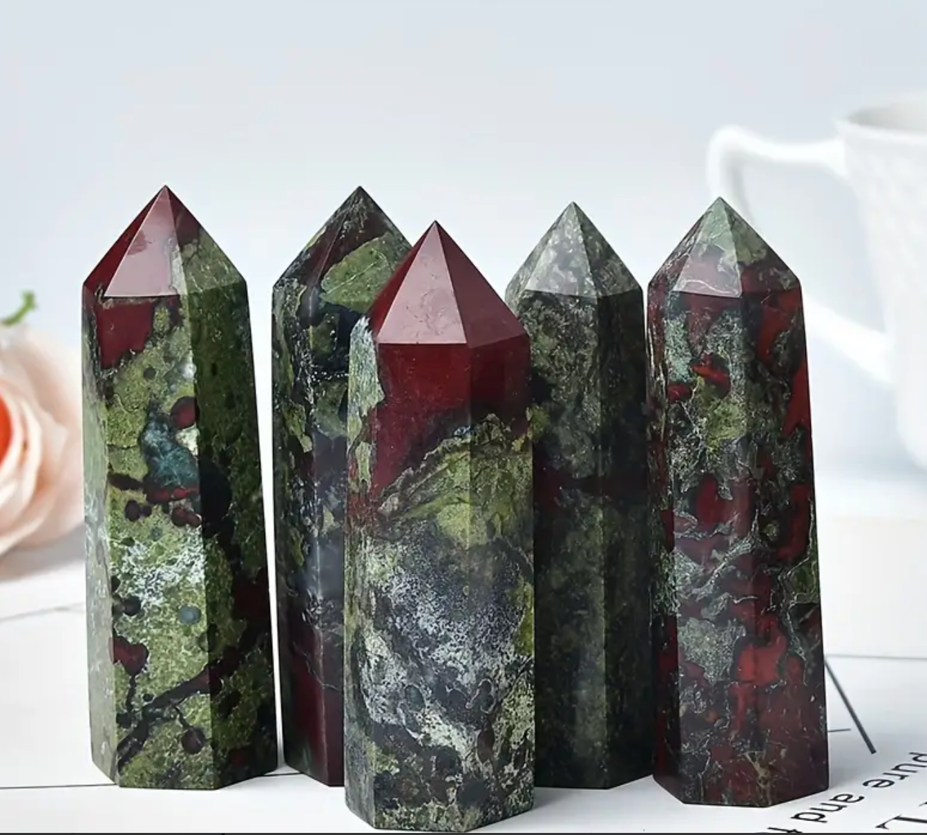 4pc Natural Dragon Blood Stone Crystal Tower- 4.4"