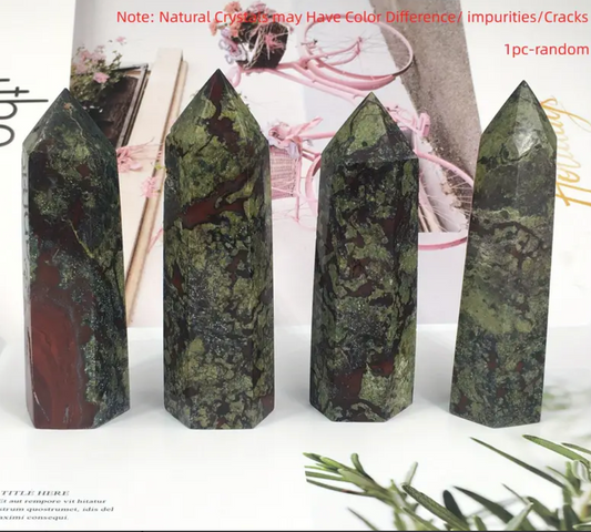 4pc Natural Dragon Blood Stone Crystal Tower- 4.4"