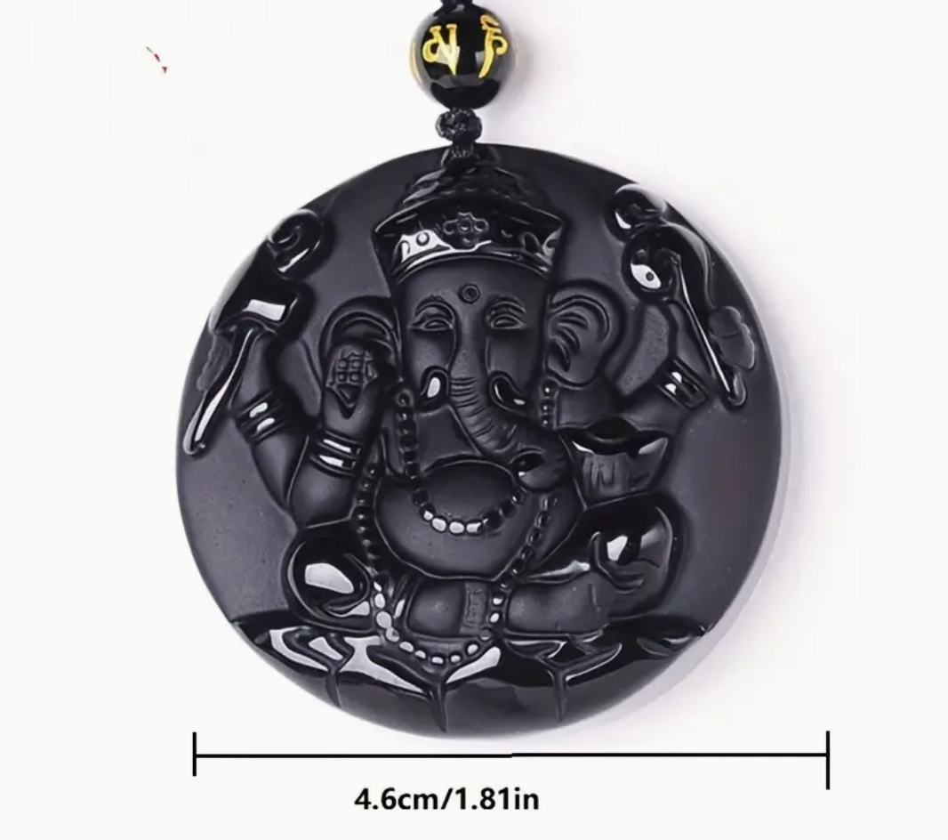 Ganesh Obsidian Pendant