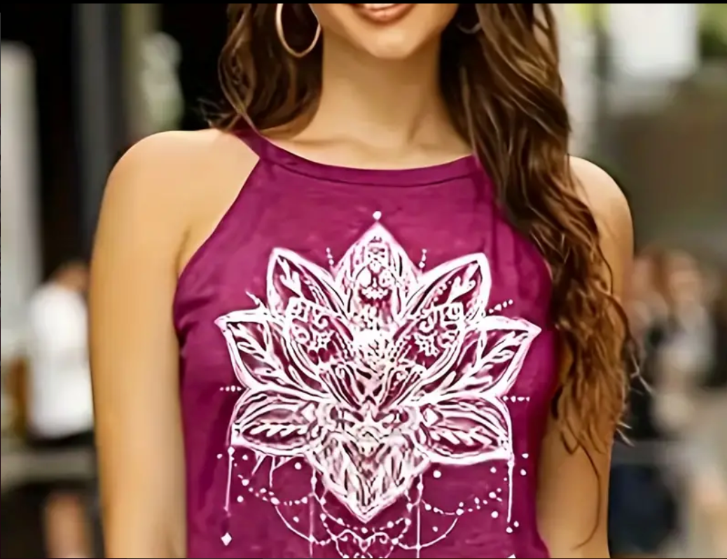 Women's Mandala Print Halter Top