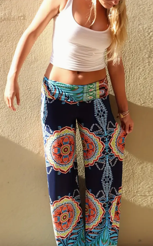 Paisley Print Casual Pants Women's