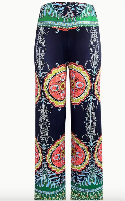 Paisley Print Casual Pants Women's