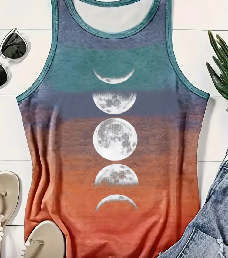 Womens - Moon Print Tank Top