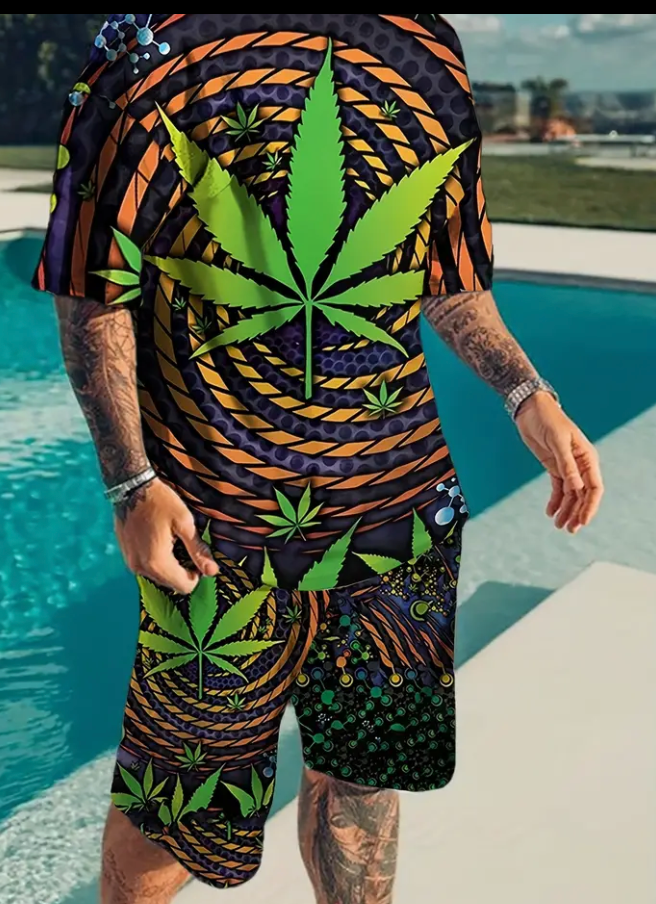 Marijuana Leave 2-Piece Mens Suit