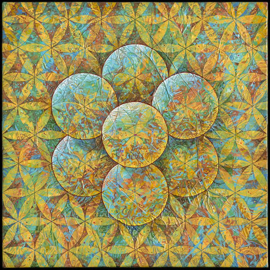 CUBE OF SPHERES 18" X 18"  Canvas Sacred Geometry Mandala