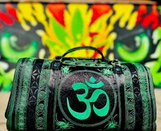 HAND CRAFTED 2-PIECE GREEN "OM" TRAVEL SET