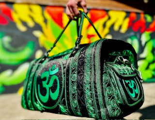 HAND CRAFTED 2-PIECE GREEN "OM" TRAVEL SET