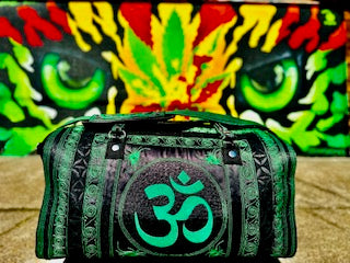 HAND CRAFTED 2-PIECE GREEN "OM" TRAVEL SET