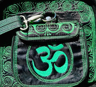 HAND CRAFTED 2-PIECE GREEN "OM" TRAVEL SET