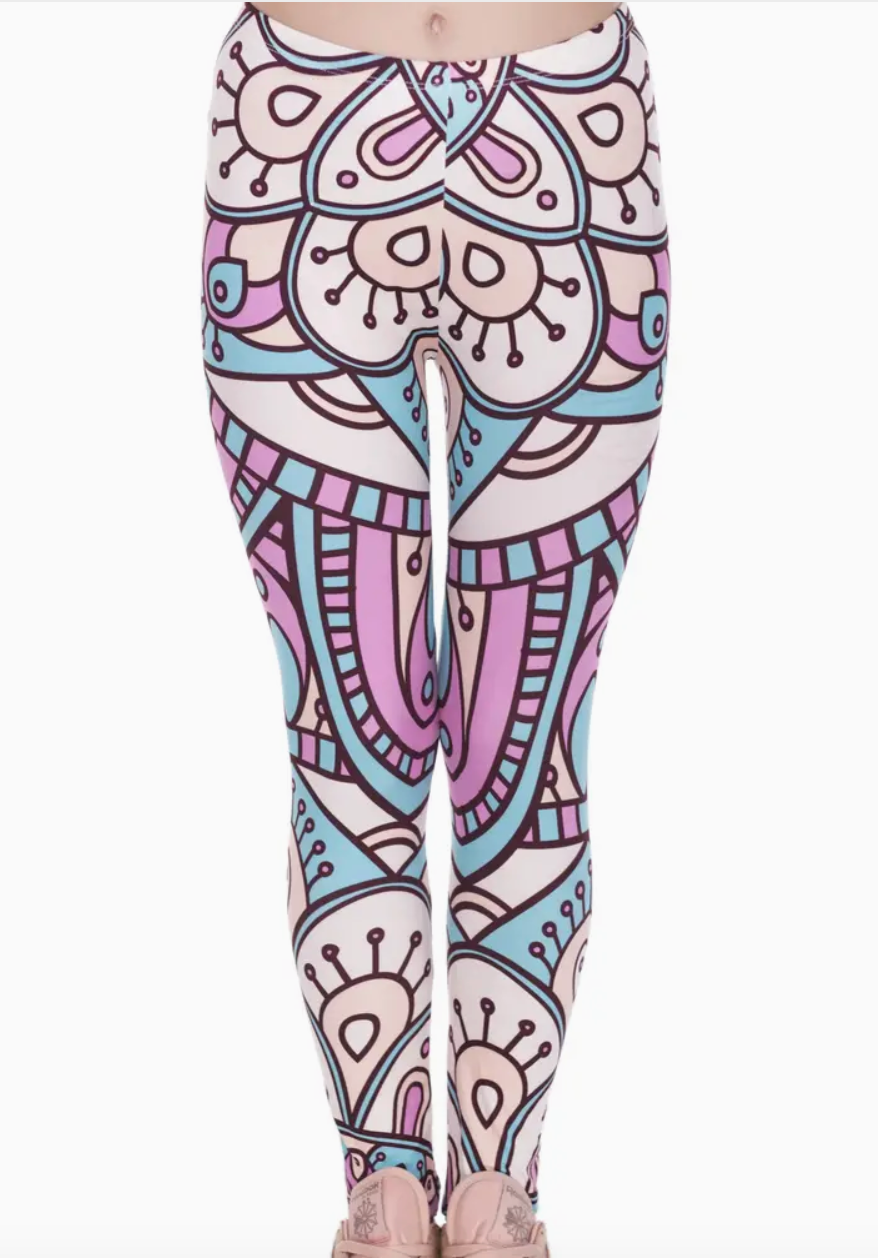 Boho Mandala Print Yoga Leggings,