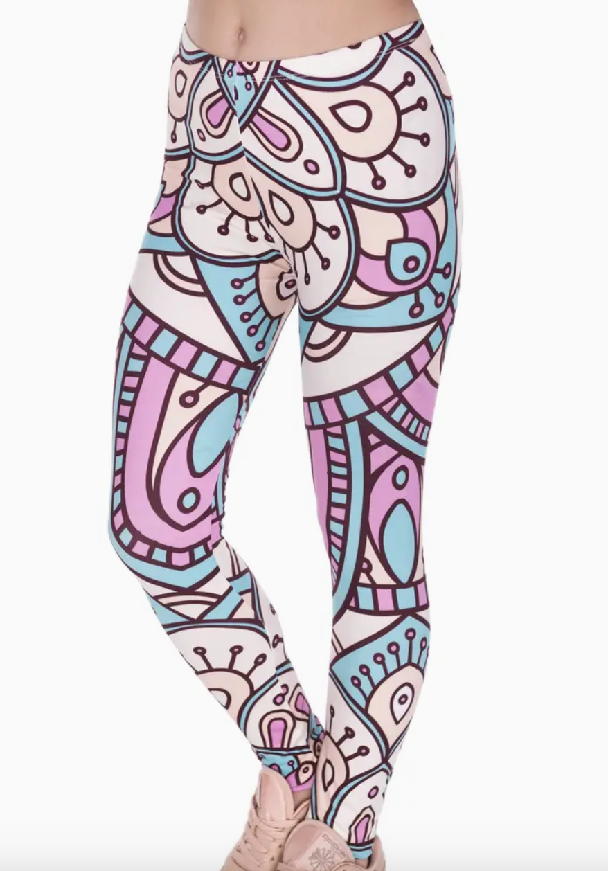 Boho Mandala Print Yoga Leggings,